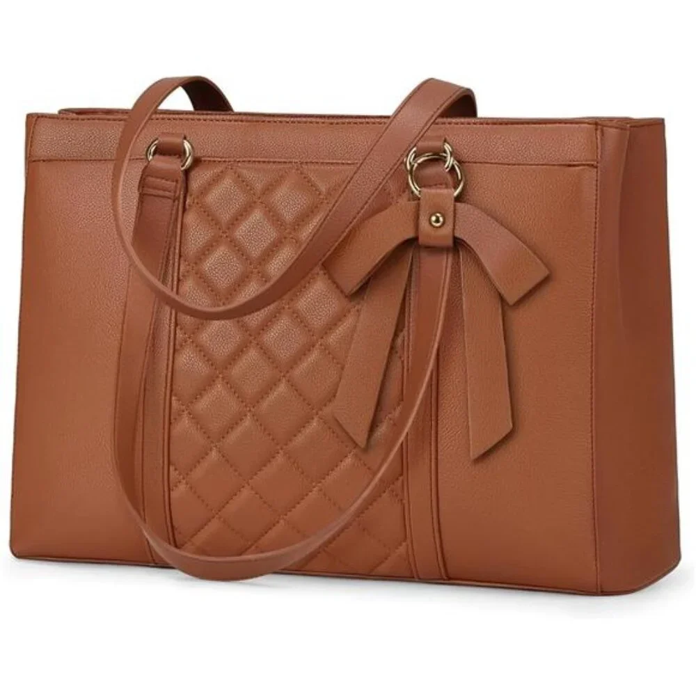 Laptop Bag for Women 15.6 Inch Work Tote Bags Waterproof Leather